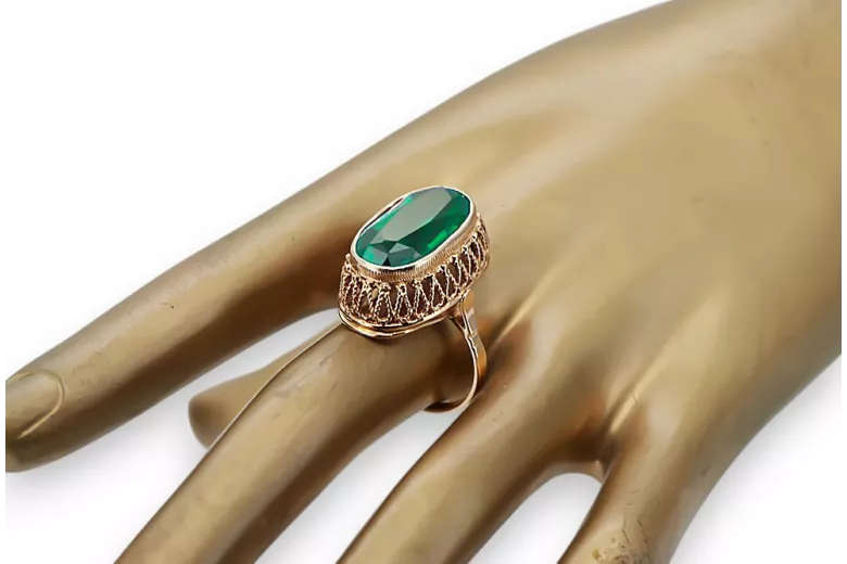 Originales Vintage-Roségold aus 14 Karat Smaragd Ring Vintage Schmuck vrc129r